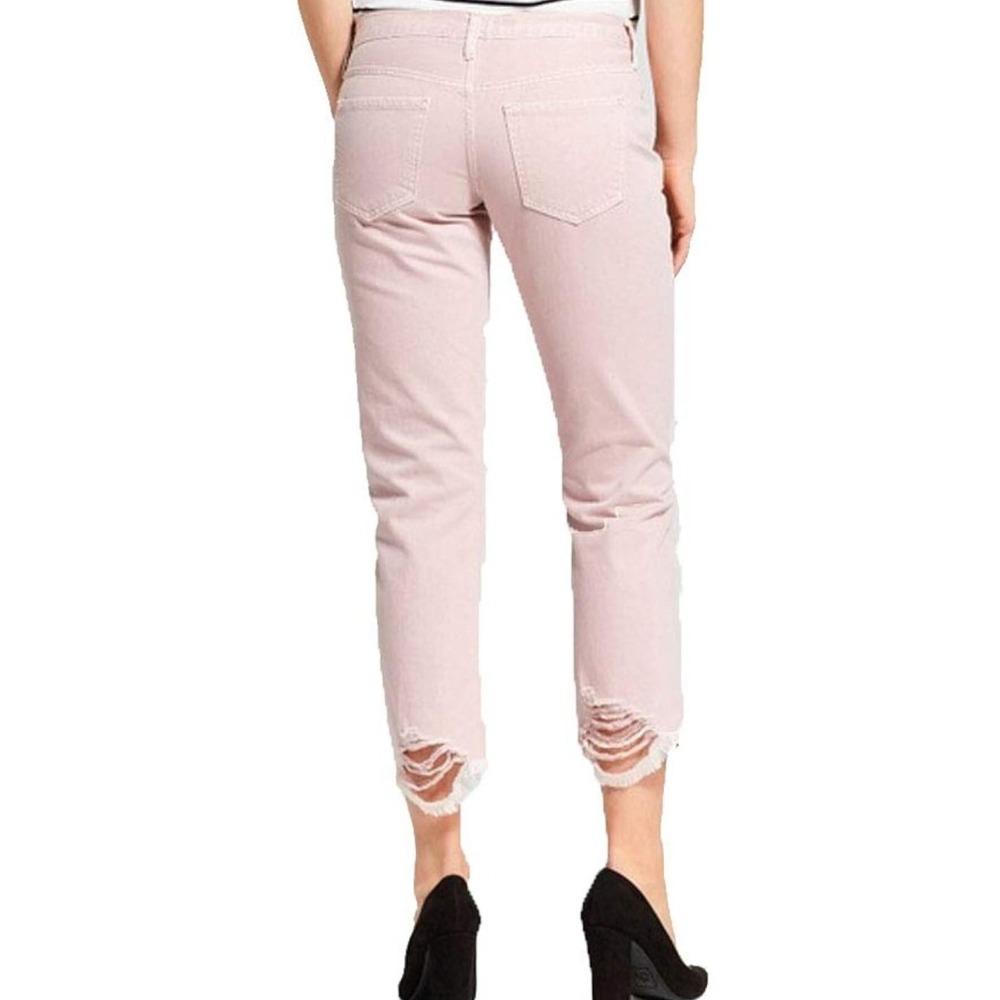 New Mossimo Cropped Boyfriend Pink Distressed Jeans‎ Womens Size 14 Mid Rise